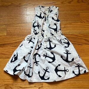 Crewcuts white with navy blue anchor print dress size 3